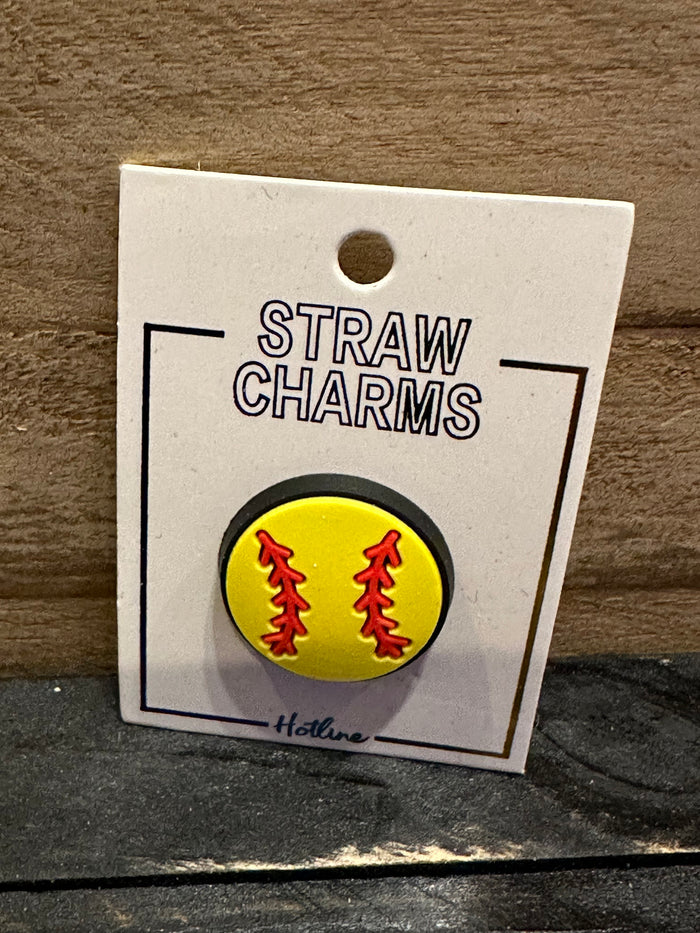 Straw Charms- "Softball"