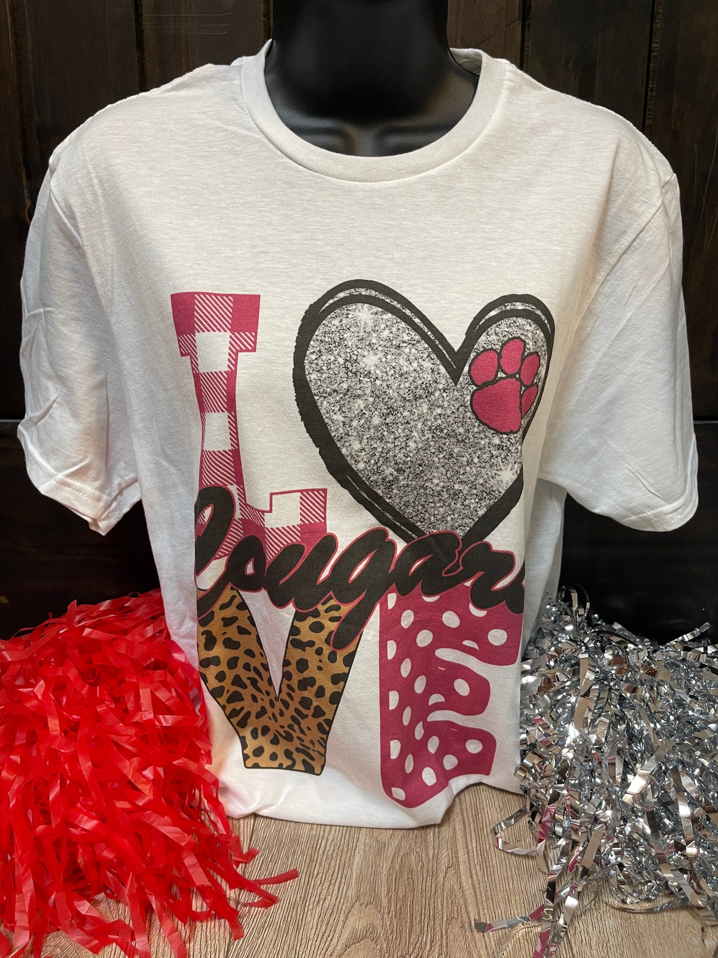 Cougars- V-Neck Cheetah Cougar Heart – The Silver Strawberry