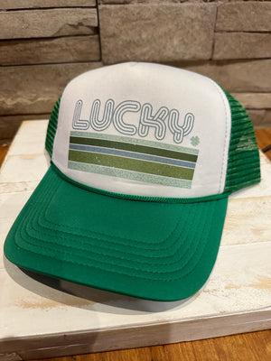 "Lucky" Green Puffer Trucker Hat