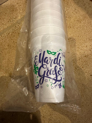 Styrofoam Cups- "Mardi Gras" Theme