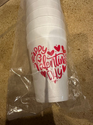 Styrofoam Cups- "Happy Valentines Day Heart"