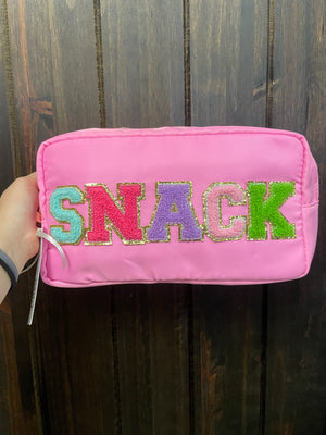 "Bailey" Chenille Bag- "Snacks" Hot Pink