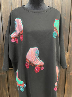 "Roller Skate" Sequins Embroidery Top
