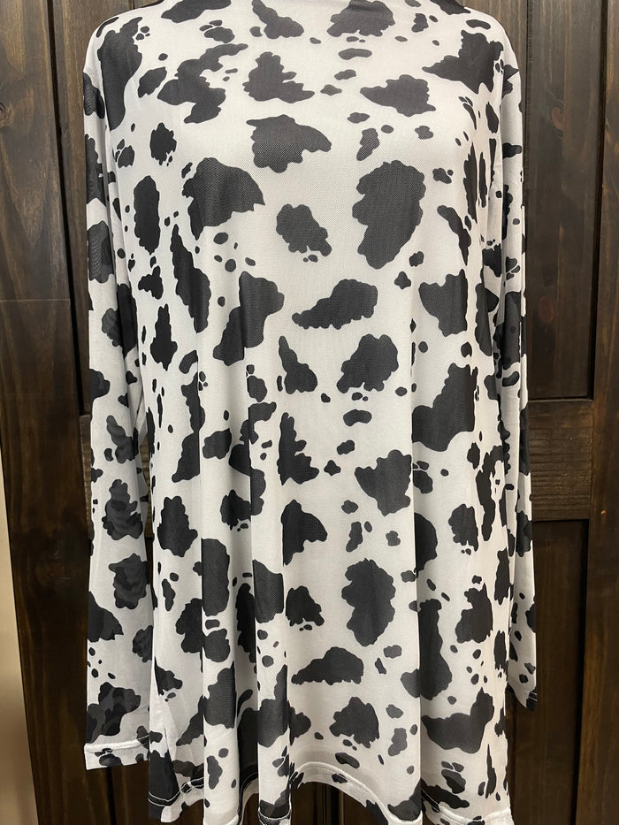 "Black Cow Print" Sheer Top