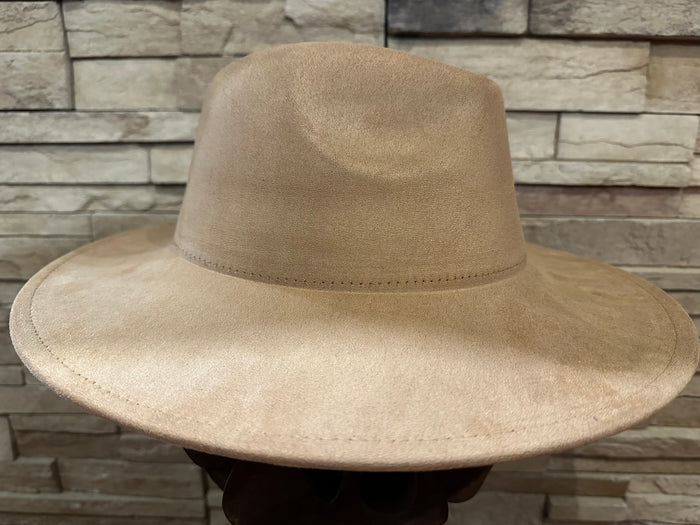 Suede Fedora (Wide Brim)- Camel