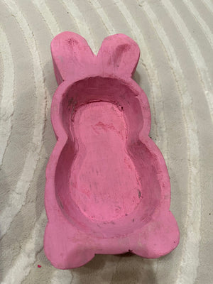 Farmhouse Rustic Dough Bowl- "Bunny Shape" Pink