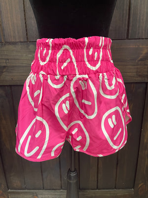 Hot Pink "Smiley Face" Athletic Shorts