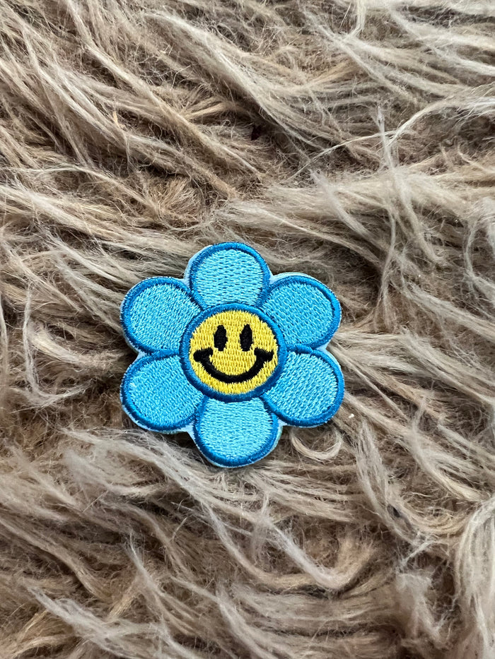 Monogrammed Patches- "Smiley Flowers" Turquoise