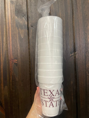 Styrofoam Cups- "Texas State"