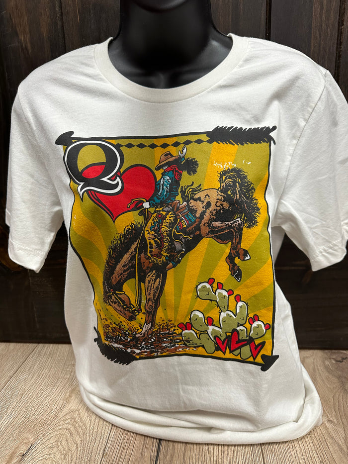 "Queen Of Hearts; Bull Rider" Tee