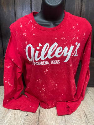"Gilley's" Bleached Long Sleeve Tee