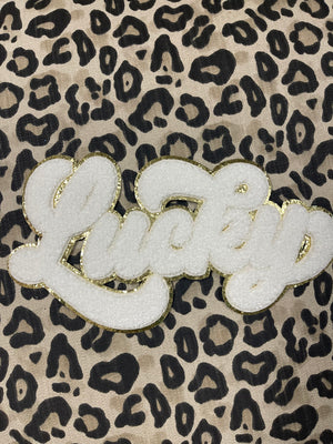 Chenille "T-Shirt" Patches- "Lucky" White