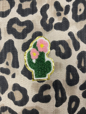 Chenille Patches- "Cactus" Pink Flowers