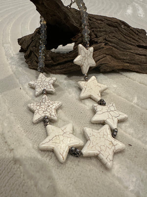 Babs Necklace- "Cream Star Rocks" Champagne Beaded