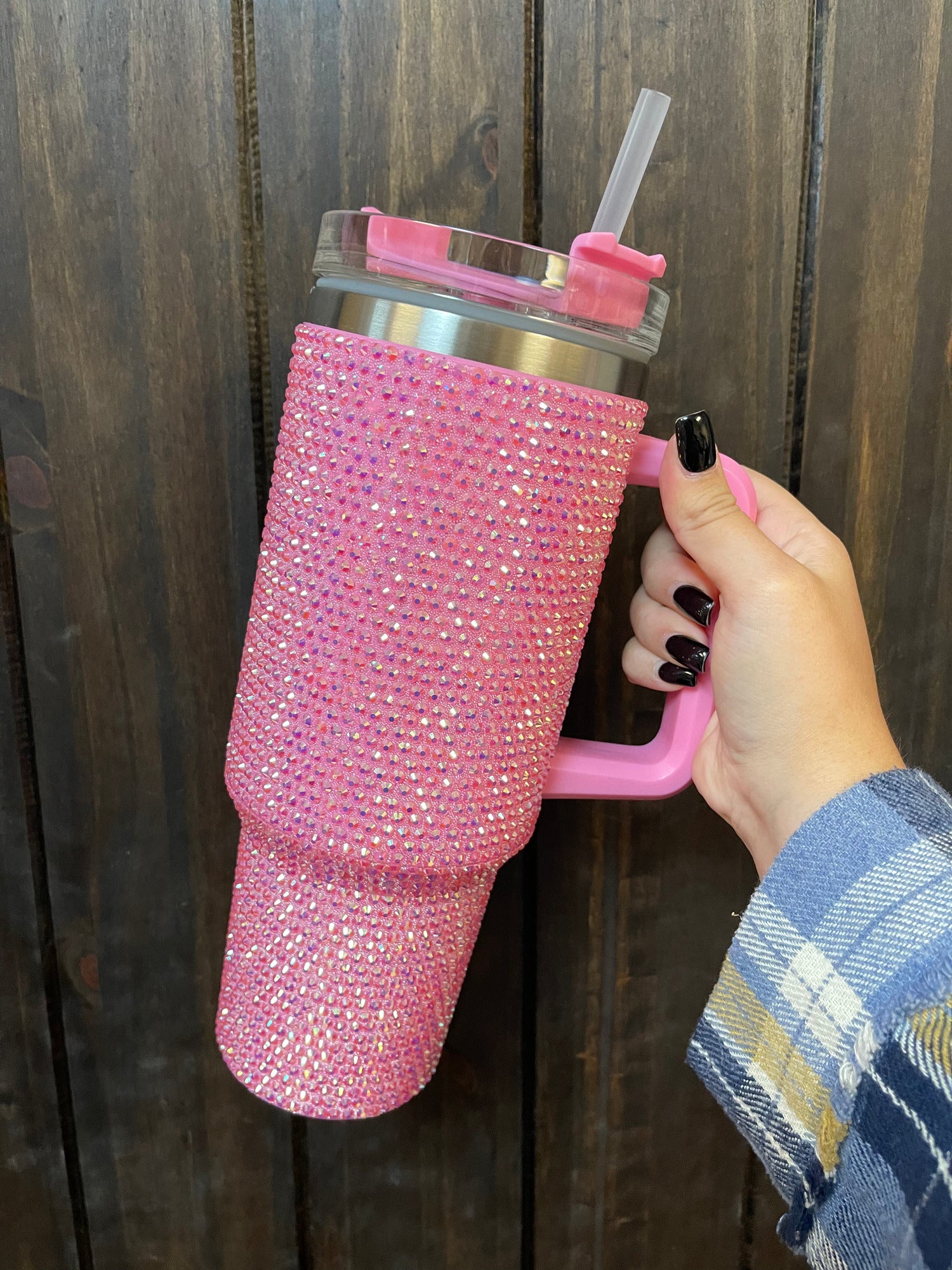 Handle Insulated Cup- Rhinestone Pink (40oz) – The Silver Strawberry