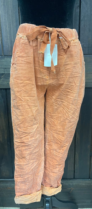 Casual Comfy Pants- Washed Out "Orange"
