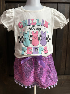 "Chillin' With My Peeps" Top & Short Set