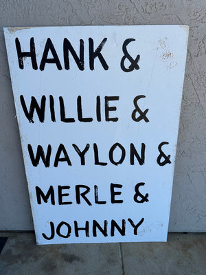 Tin Signs (2X3) - "Hank, Willie, Waylon, Merle, Johnny"