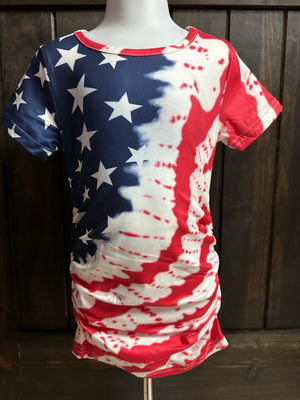 "American Flag" Side Scrunch Up Kids Dress