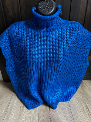"Blue Iridescent" Turtle Neck Vest
