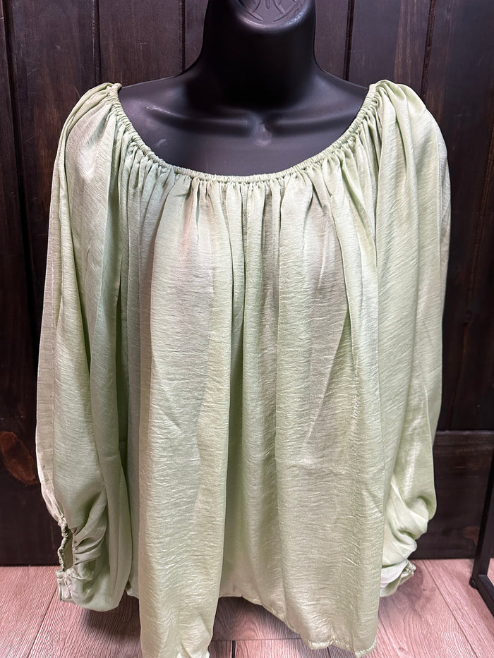 "Silky Green" Cuff Sleeve Top