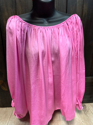 "Silky Hot Pink" Cuff Sleeve Top