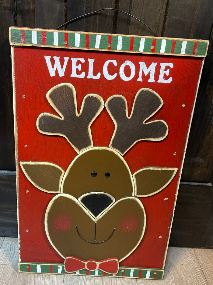 Christmas Décor- "Welcome; Reindeer" Light Up Sign