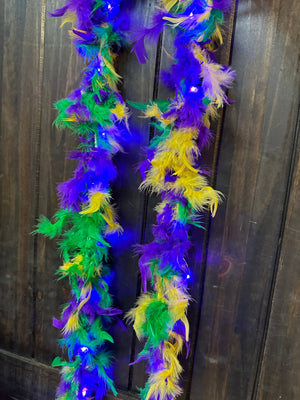 Light Up Feather Boa- "Mardi Gras"
