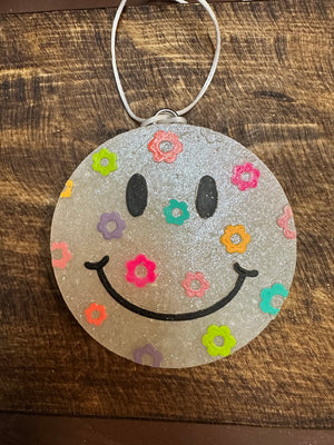 The "Shea" Car Freshies- "Sweet Grace"- Rainbow Flower Smiley Face