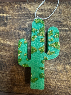 The "Shea" Car Freshies- "Sweet Grace"- Green Cactus Cow Print