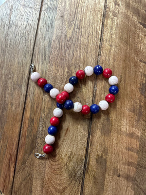 "Maddie" Hat Bands- "Red, White & Blue; Circle Beads"