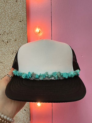 "Ainsley" Hat Bands- "Chain & Stone Rocks" Turquoise & Silver