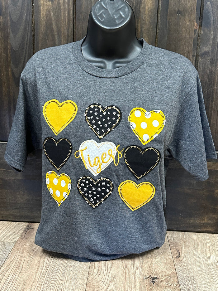 "Assorted Hearts; Tigers" Applique Tee