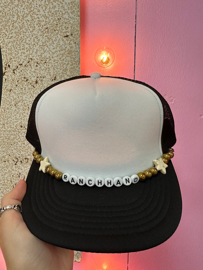 "Scarlett" Hat Bands- "Ranch Hand" Stars & Gold Beads