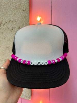 "Scarlett" Hat Bands- "Lucky" Hot Pink & Dice