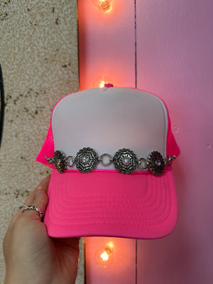 "Scarlett" Hat Bands- "Silver Rhinestone Concho" Circle