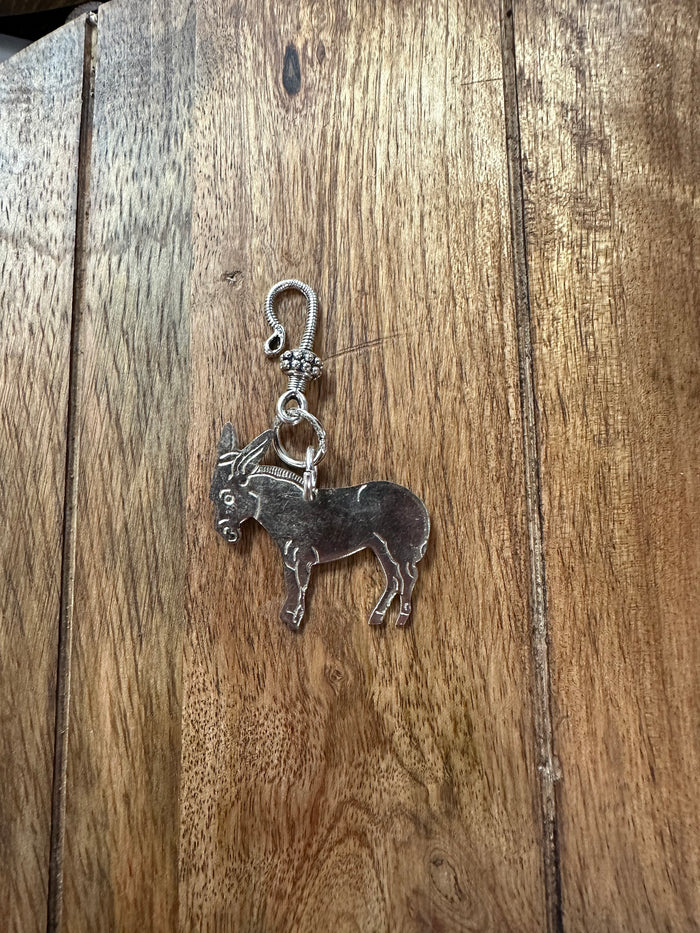 "Jessica" Hat Charms- "Silver Donkey"