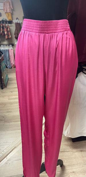 "Hot Pink" Satin Jogger Pants