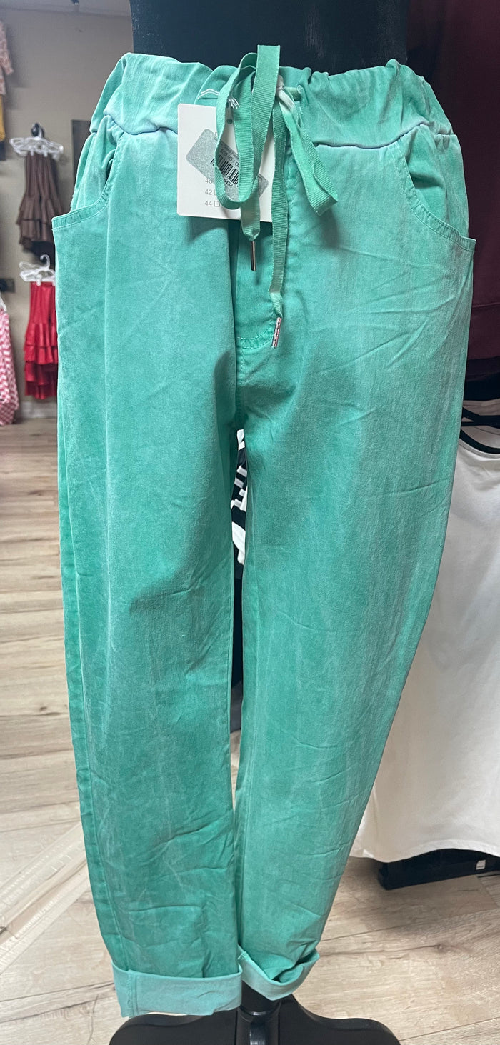 Casual Comfy Pants- Washed Out Green