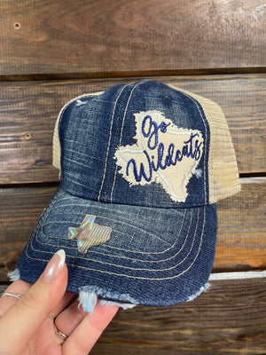 "Texas Go Wildcats" Side Blue Denim Hat
