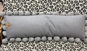 Long Pillow- Grey "Pom Pom"