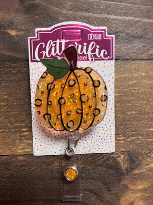 Badge Reels- "Orange Pumpkin; Cheetah" Acrylic