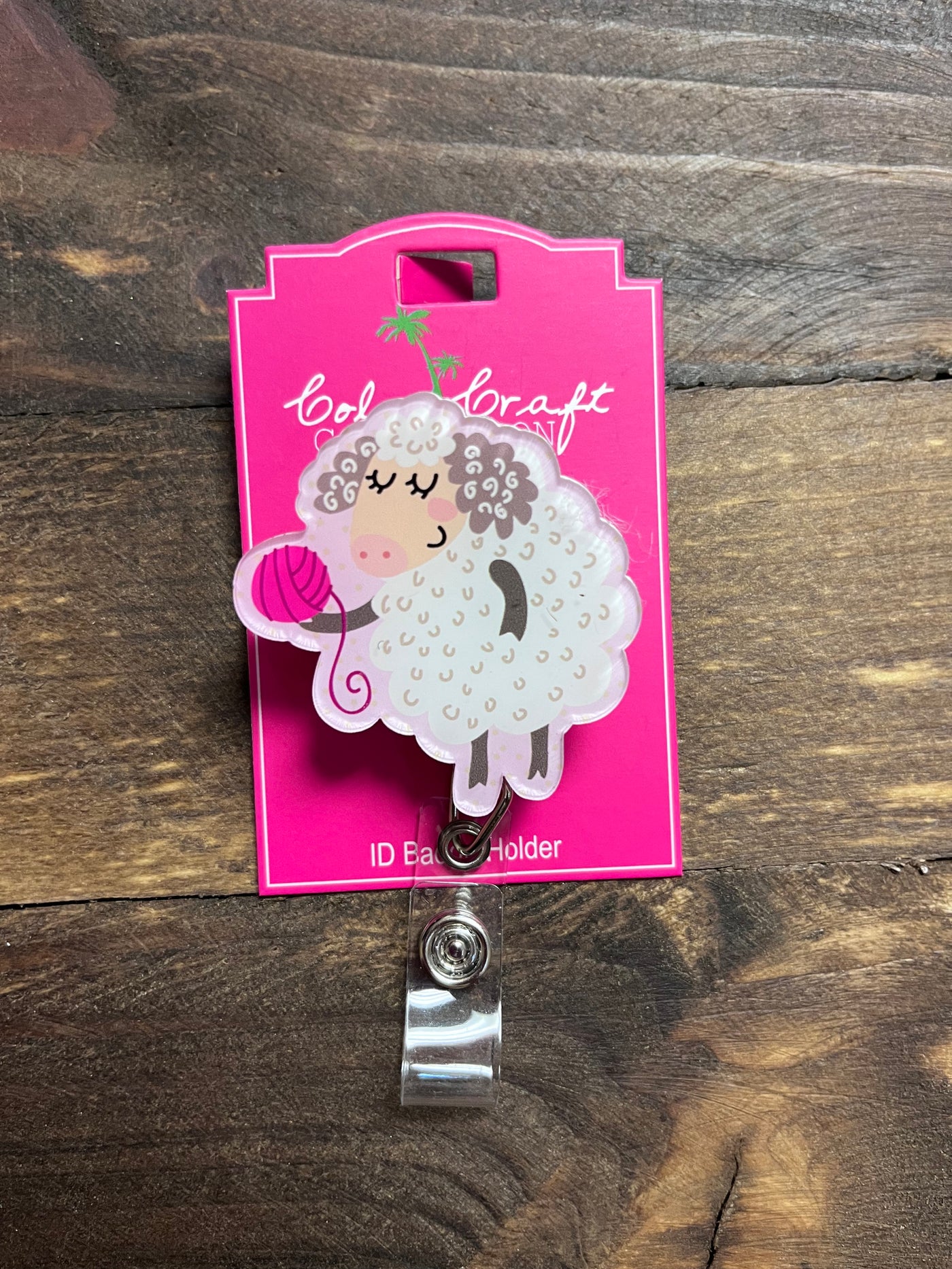 Badge Reels- Lamb; Pink Yarn Acrylic – The Silver Strawberry
