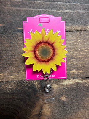 Badge Reels- "Yellow Sunflower" Acrylic