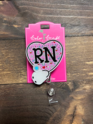 Badge Reels- "RN; Nurse Theme" Acrylic