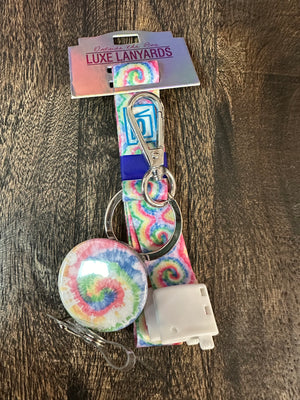 Badge Reel Lanyards- "Tie-Dye" Rainbow