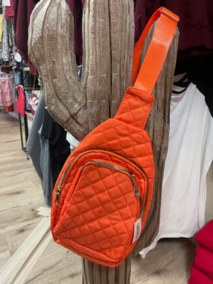 Sling Cross Body Purses- "Quilted" Orange