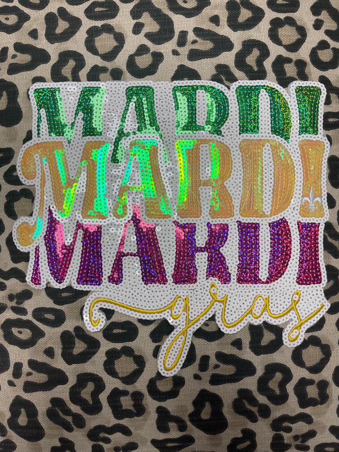 Chenille "T-Shirt" Patches- "Mardi Mardi Mardi Gras"