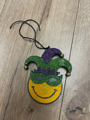 The "Shea" Car Freshies- "Amazing Grace"- "Mardi Gras" Smiley Face