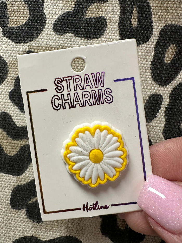 Straw Charms- "White Flower"